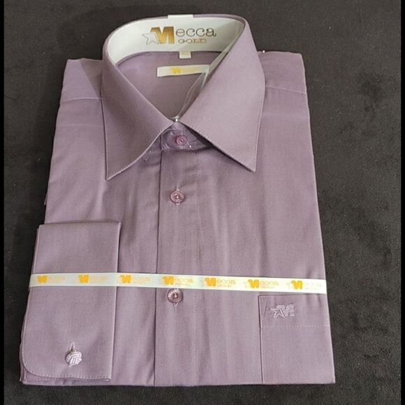 MEN'S MECCA GOLD SOLID PLUM DRESS SHIRT - Picture 1 of 4